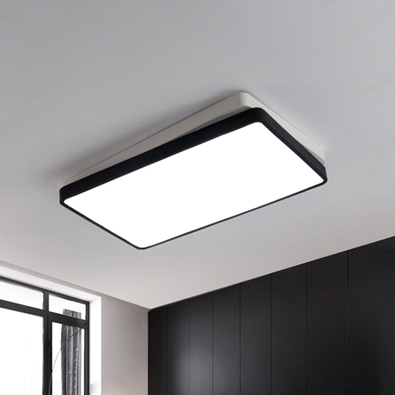 Nordic Metal Led Ceiling Light For Bedroom - Flush Mount Warm/White Square/Rectangular Shape