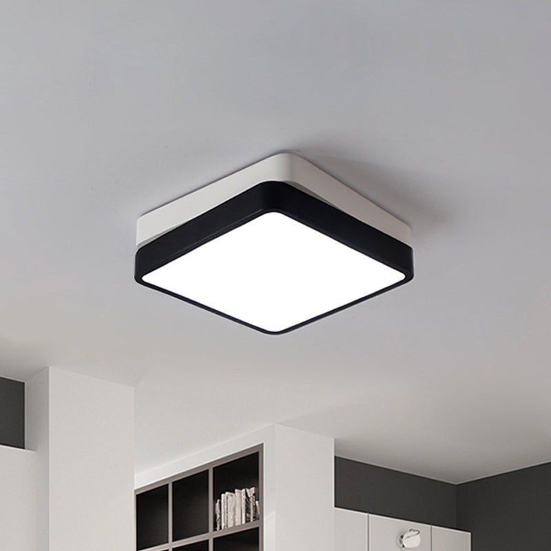 Nordic Metal Led Ceiling Light For Bedroom - Flush Mount Warm/White Square/Rectangular Shape