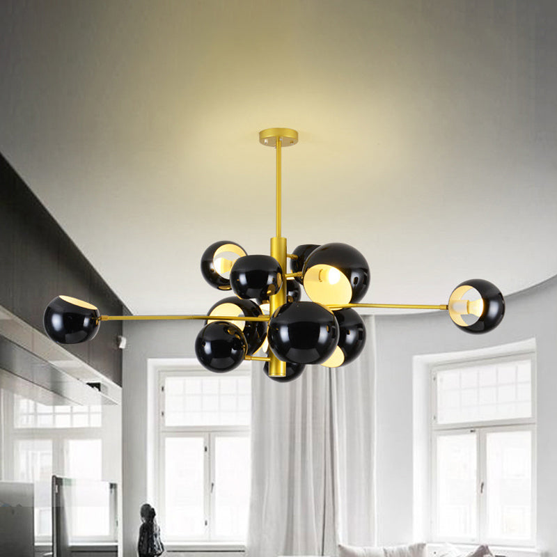 Simple Style Hanging Chandelier Light With Stacked Metal Shades - 10/13 Lights Black/White Ideal For