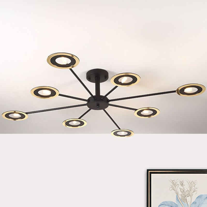 Contemporary Iron Sputnik Chandelier: 6/8-Head Hanging Lamp For Bedroom Black/White/Black-Gold