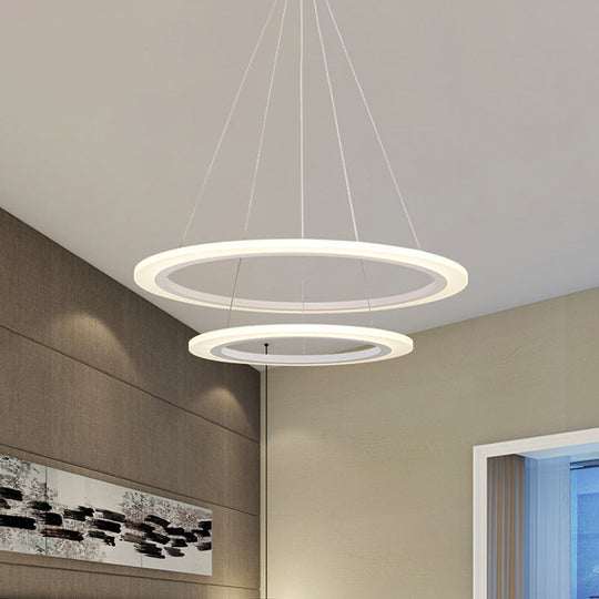 Modern Chandelier With Acrylic Shade - Contemporary Pendant Light Warm/White Illumination