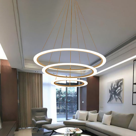 Modern Chandelier With Acrylic Shade - Contemporary Pendant Light Warm/White Illumination