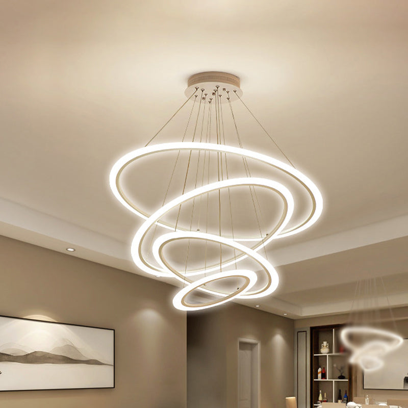 Modern Chandelier With Acrylic Shade - Contemporary Pendant Light Warm/White Illumination