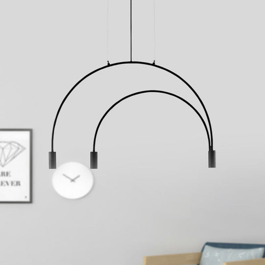 Luminaire suspendu en arc avec LED pour bar - Métal noir contemporain, 2/3/5 lumières