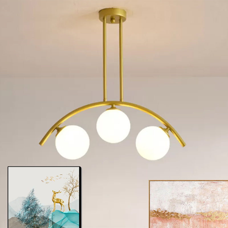 Gold Island Pendant With Clear/White Shade And Curvy Design - Perfect For Modern Kitchens (3/5/7