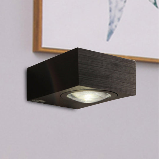 Modern Square Led Sconce Light Fixture For Bedroom Wall - Aluminum Warm/White Black/Silver