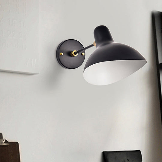 Modern Duckbill Sconce In Metallic Black/Grey - 1 Light Wall Lamp For Living Room