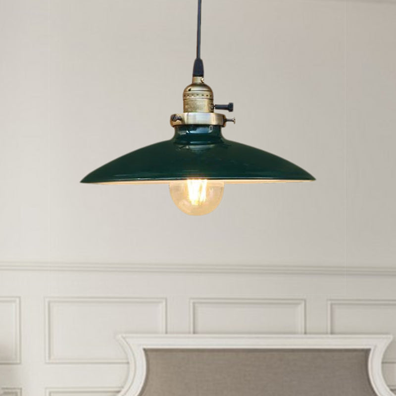 Industrial Style Saucer Metal Pendant Ceiling Light in Black/White for Living Room