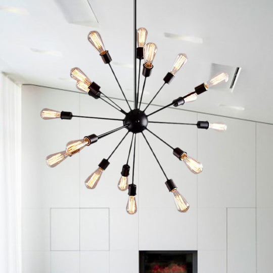 Retro Industrial Black Metal Chandelier Pendant - 9/12 Lights - Dining Room Lighting