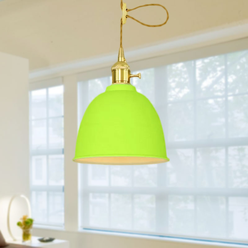 Industrial Style Domed Hanging Ceiling Light - 1 Pendant Lighting With Adjustable Cord