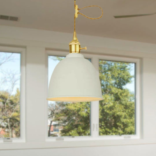 Industrial Style Domed Hanging Ceiling Light - 1 Pendant Lighting With Adjustable Cord