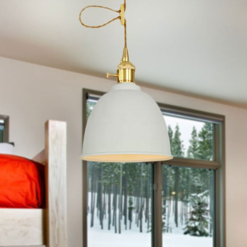 Industrial Style Domed Hanging Ceiling Light - 1 Pendant Lighting With Adjustable Cord