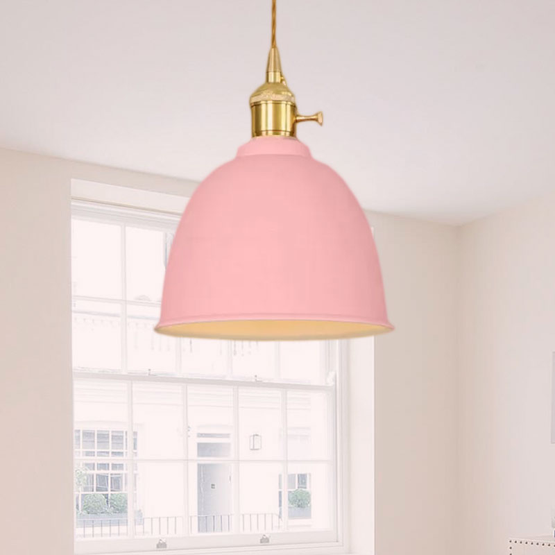 Industrial Style Domed Hanging Ceiling Light - 1 Pendant Lighting With Adjustable Cord