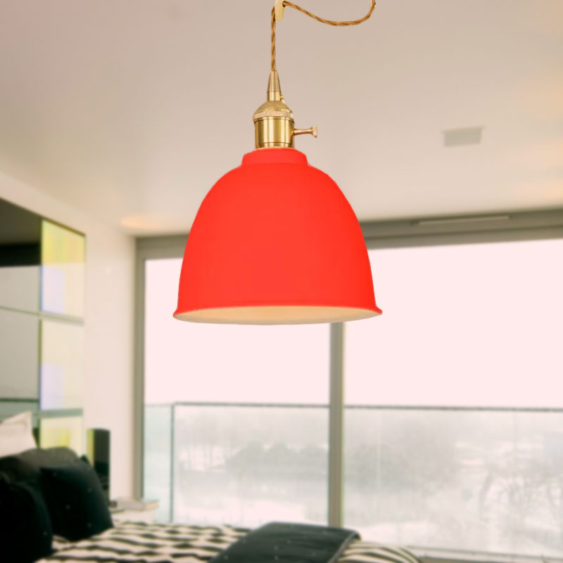 Industrial Style Domed Hanging Ceiling Light - 1 Pendant Lighting With Adjustable Cord