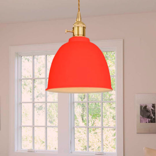 Industrial Style Domed Hanging Ceiling Light - 1 Pendant Lighting With Adjustable Cord