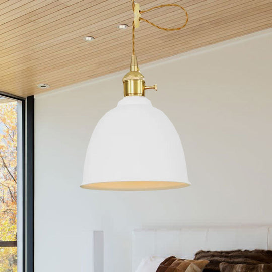 Industrial Style Domed Hanging Ceiling Light - 1 Pendant Lighting With Adjustable Cord