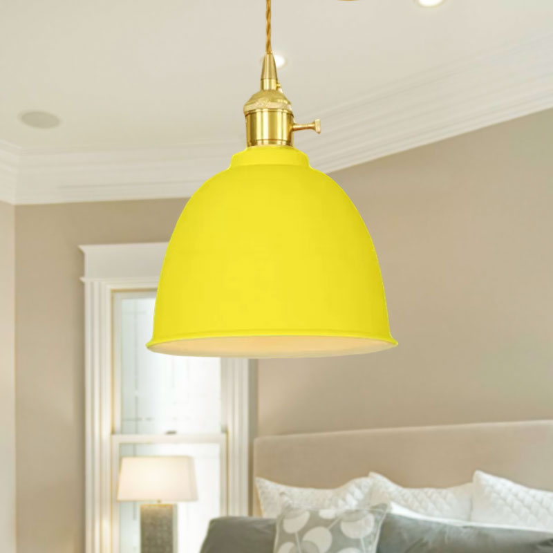 Industrial Style Domed Hanging Ceiling Light - 1 Pendant Lighting With Adjustable Cord