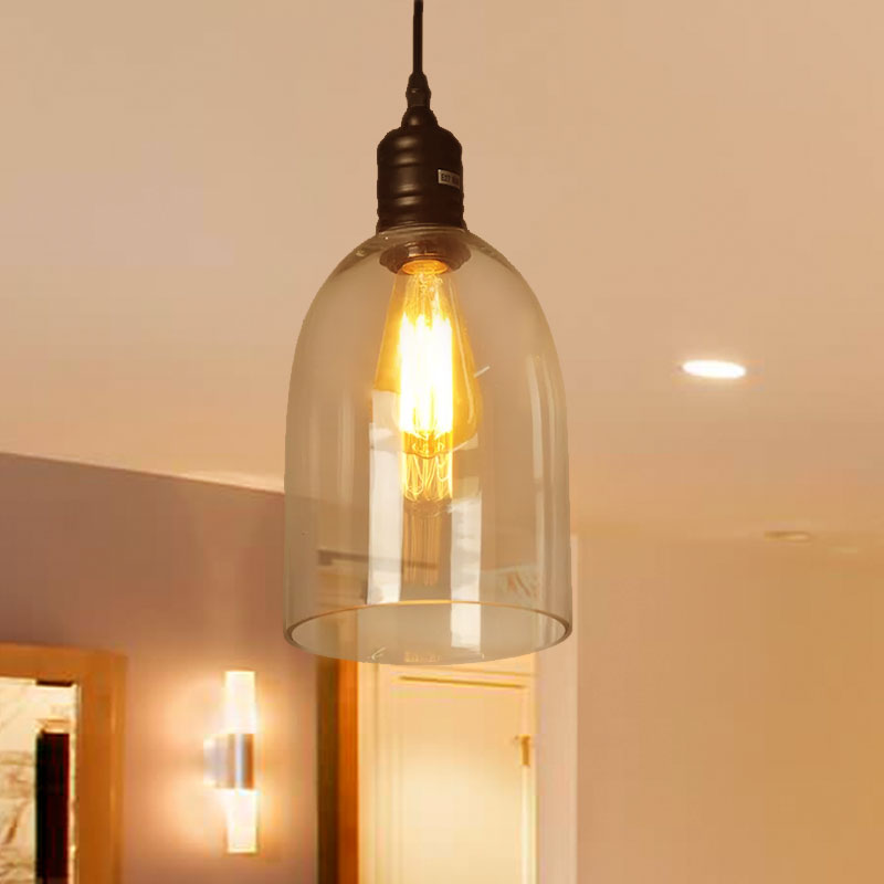 Modern Black Jug-Shaped Pendant Ceiling Light - Clear Glass, 1-Light Hanging Lamp for Coffee Shops