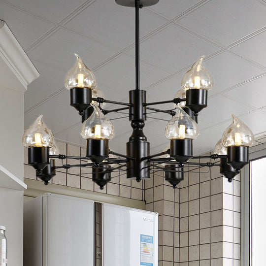 Vintage Black Glass Chandelier: Clear Candle Pendant Lighting For Bedroom 3/6/8-Light