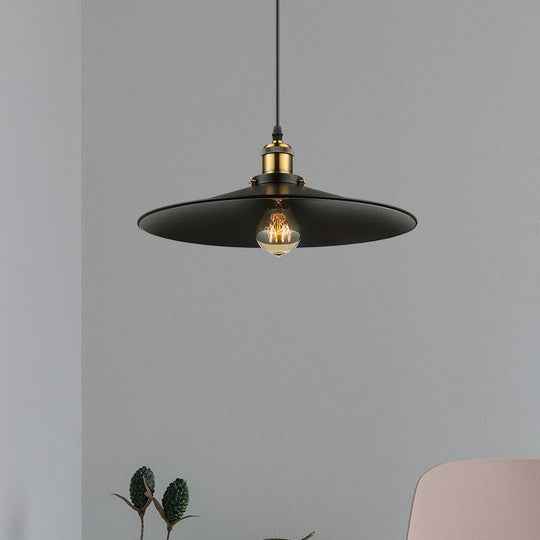 Industrial Style Metal Conic Ceiling Pendant - 1-Light Brass/Weathered Brass Dining Table Fixture