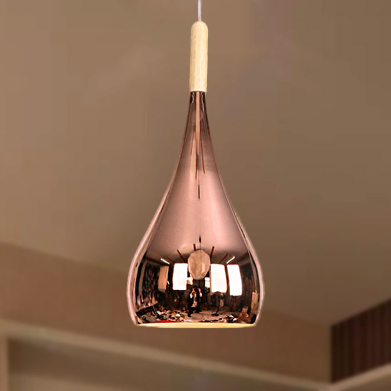 Teardrop Hanging Light Fixture Contemporary Chrome/Rose Gold Metal Pendant Ceiling Light for Kitchen