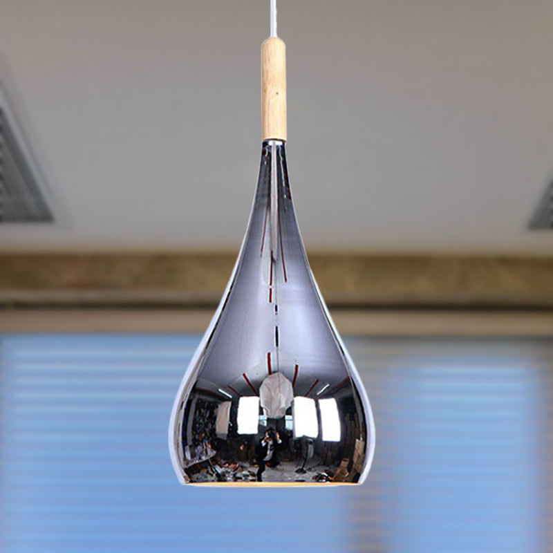 Contemporary Chrome/Rose Gold Teardrop Pendant Ceiling Light With Hanging Fixture - Ideal For