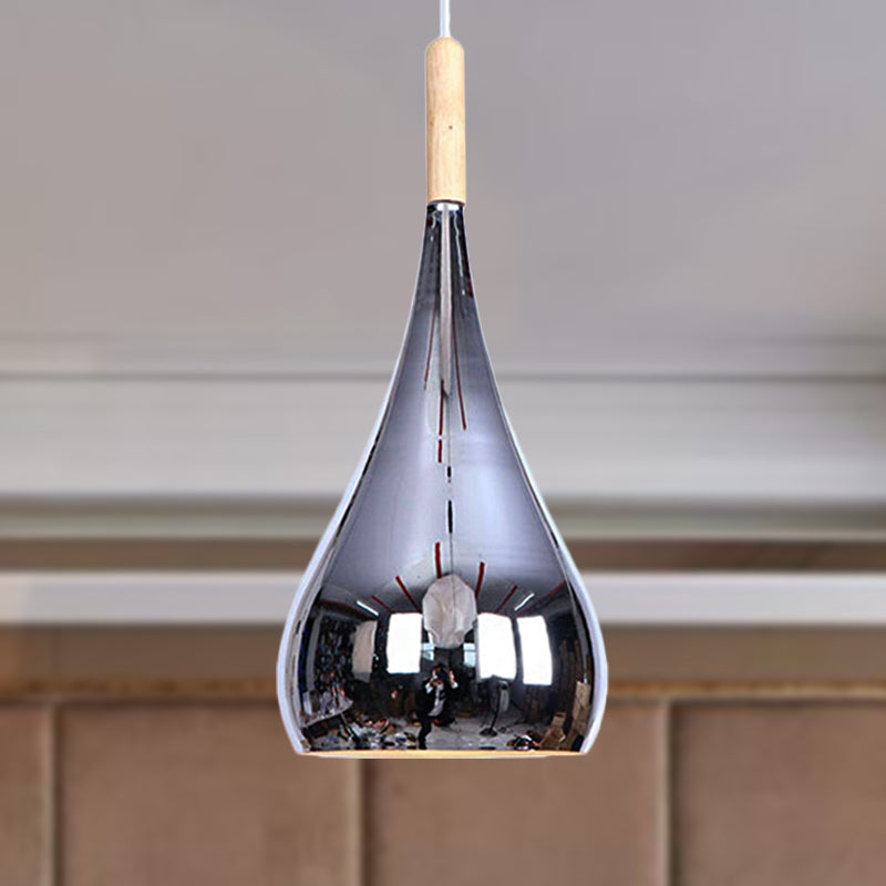 Teardrop Hanging Light Fixture Contemporary Chrome/Rose Gold Metal Pendant Ceiling Light for Kitchen