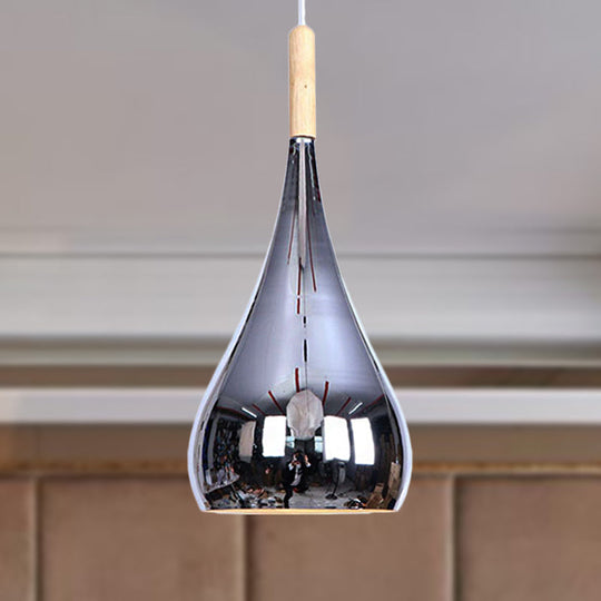 Contemporary Chrome/Rose Gold Teardrop Pendant Ceiling Light With Hanging Fixture - Ideal For