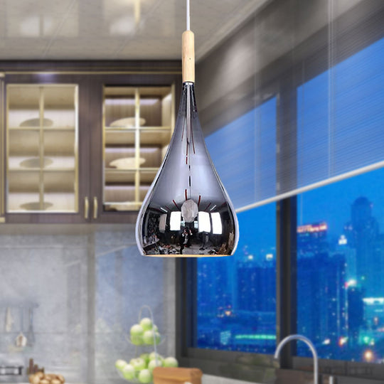 Contemporary Chrome/Rose Gold Teardrop Pendant Ceiling Light With Hanging Fixture - Ideal For