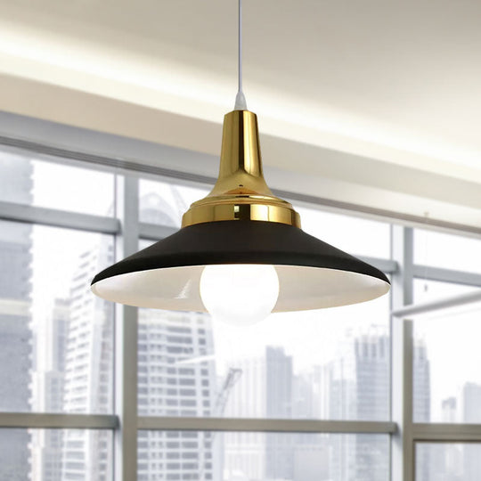 Industrial Conic Shade Pendant Light for Chic Bedroom Decor - Black Metal Suspended Fixture