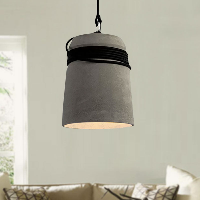 Industrial Style Cement Black/Gray/Beige Finish Pendant Light with Rope