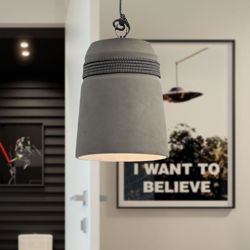 Industrial Style Cement Black/Gray/Beige Finish Pendant Light with Rope