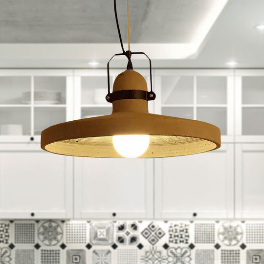 Industrial Style 1-Light Round Shade Pendant Light in Rust/Black for Kitchen Ceiling