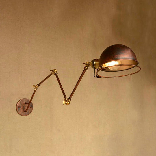 Iron Swing Arm Sconce With Antique Style Rust Finish - Perfect Study Room Wall Light