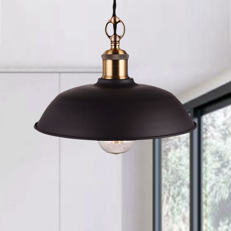 Retro Stylish Bowl Lampshade Pendant Light - Metallic Ceiling Fixture in Black