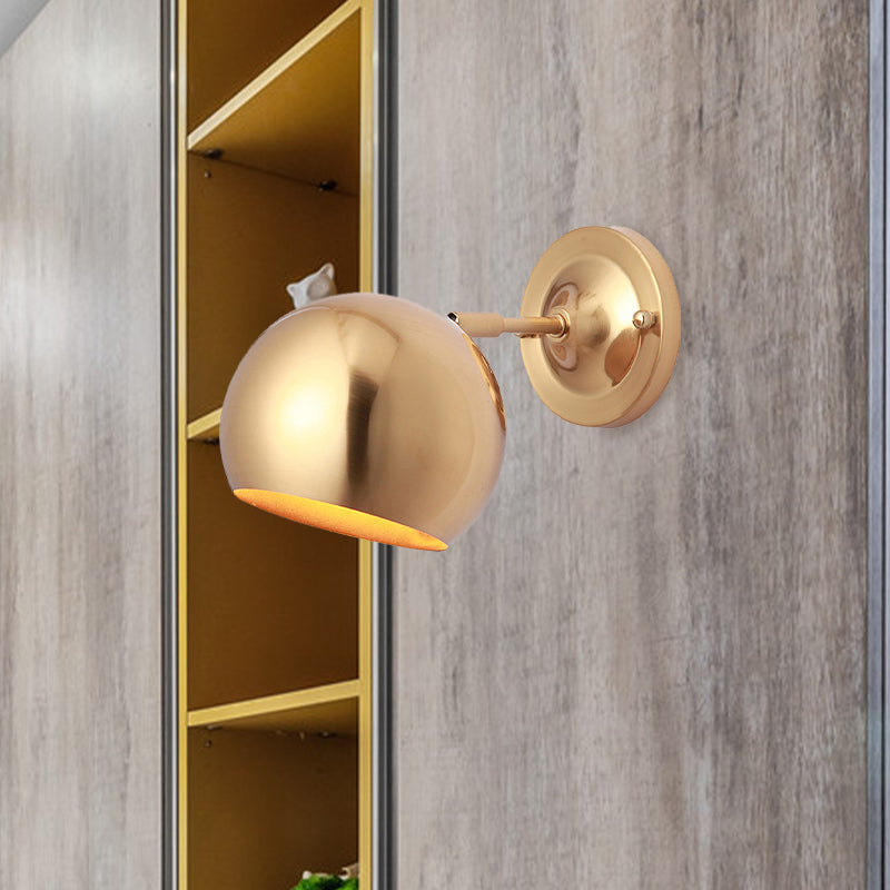 Loft Style Brass Wall Sconce With Metal Globe Shade And 1 Bulb For Dining Room Lighting