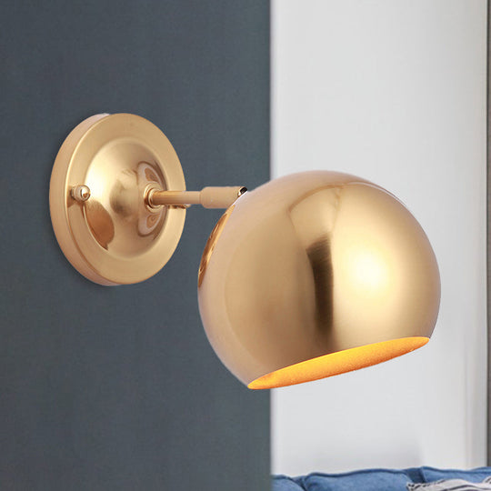 Loft Style Brass Wall Sconce With Metal Globe Shade And 1 Bulb For Dining Room Lighting