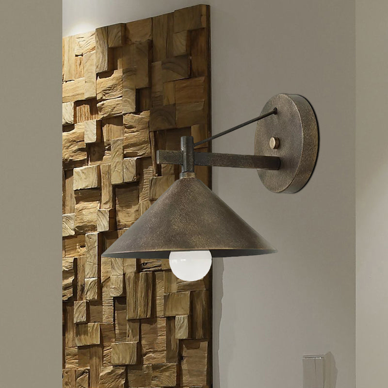 Aged Silver/Bronze Metal Wall Sconce - Stylish Industrial Light Perfect For Dining Room