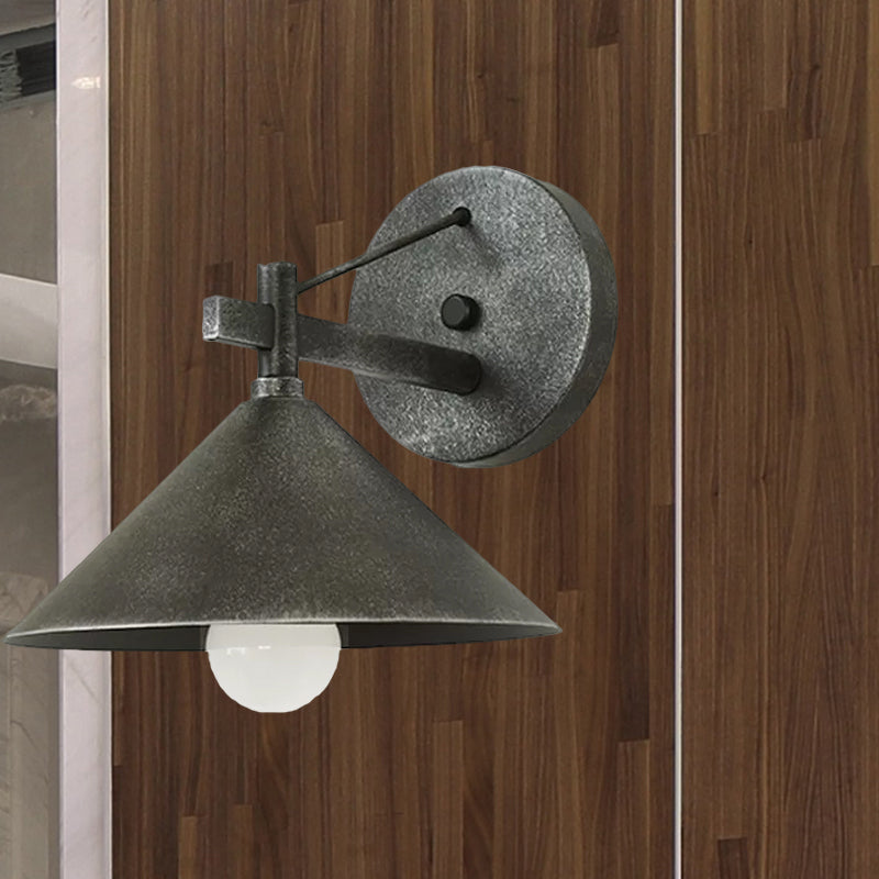 Aged Silver/Bronze Metal Wall Sconce - Stylish Industrial Light Perfect For Dining Room