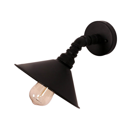 Metal Industrial Wall Sconce Light With Cone Shade - Black/Rust Finish