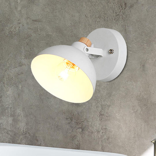 Minimalist Domed Wall Lamp - Metallic Sconce Fixture In White