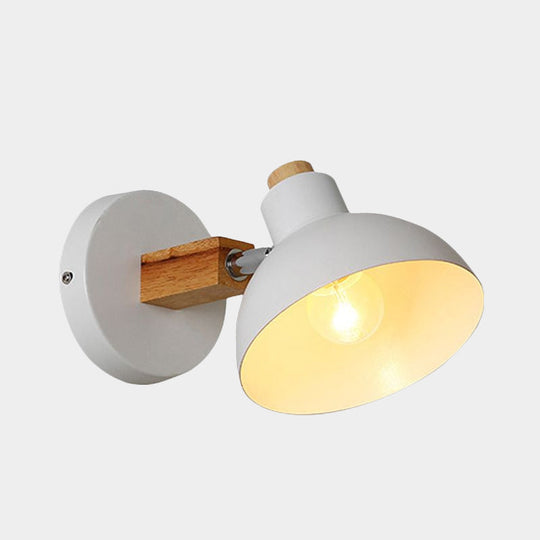 Minimalist Domed Wall Lamp - Metallic Sconce Fixture In White