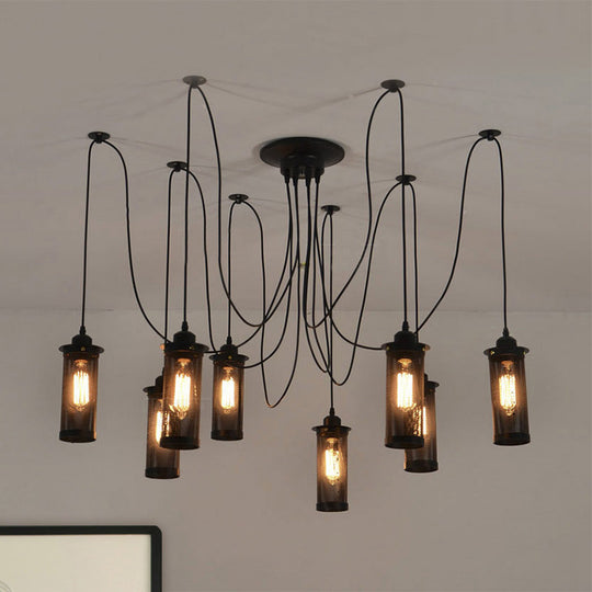 Vintage 3/8 Bulbs Pendant Light With Metal Mesh Shade - Stylish Kitchen Ceiling Fixture In Black