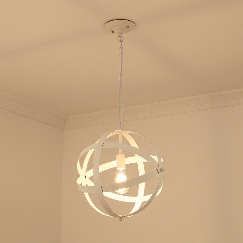 Industrial 1 Light Spherical Metal Pendant Lamp in Gold/Aged Silver - Ideal for Dining Tables & Living Rooms