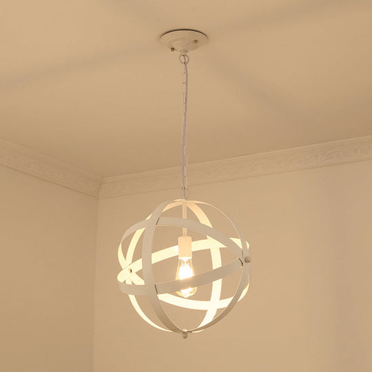 Sleek Spherical Metal Pendant Lamp - 1-Light Industrial Hanging Light In Gold/Aged Silver For Living