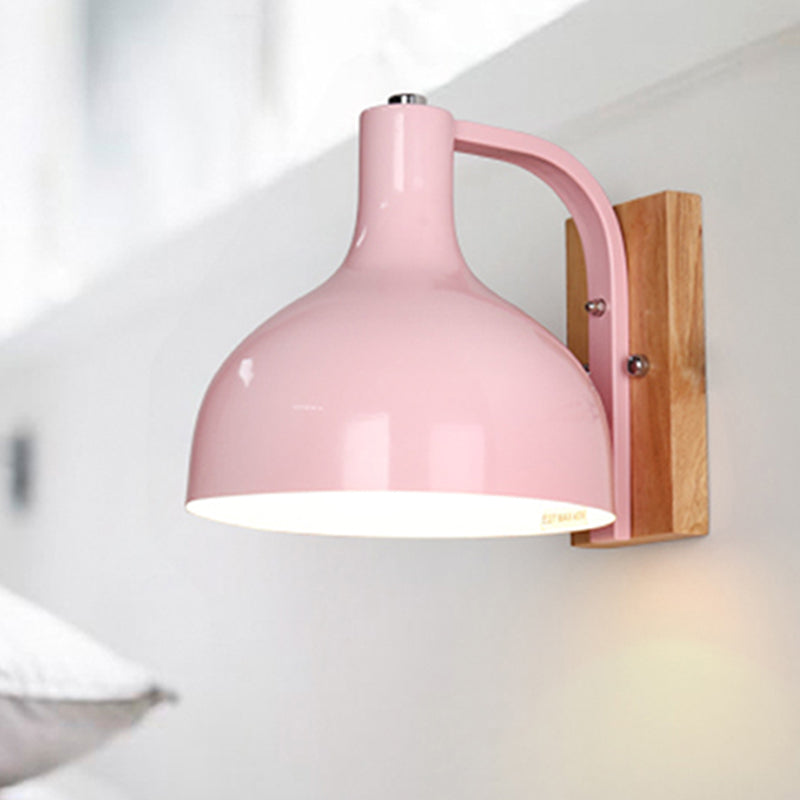 Modern Metal Bowl Wall Light: Nordic Style Undertint Sconce For Living Room Pink