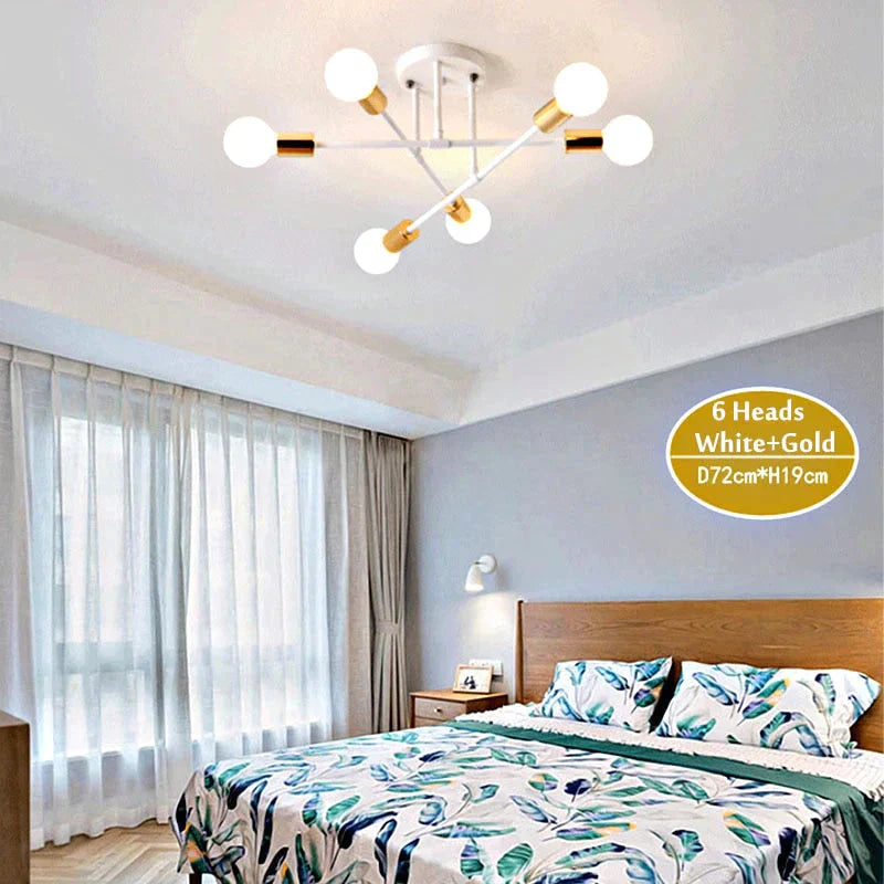 6/8 Head LED Industrial Iron Ceiling Light Living Room Lighting Nordic E27 LED Lamp