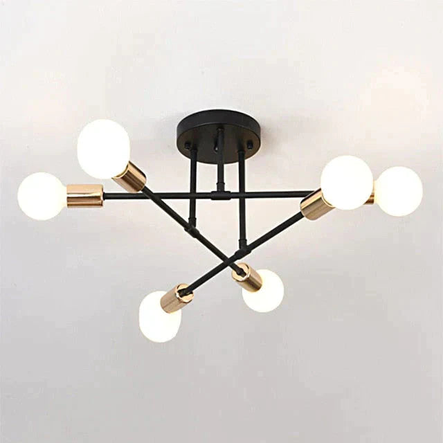 6/8 Head Led Industrial Iron Ceiling Light Living Room Lighting Nordic E27 Lamp Black Golden 6 Heads