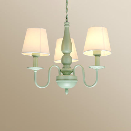 Green Metal And Fabric Chandelier: Stylish Coolie Shade For Adult Bedrooms