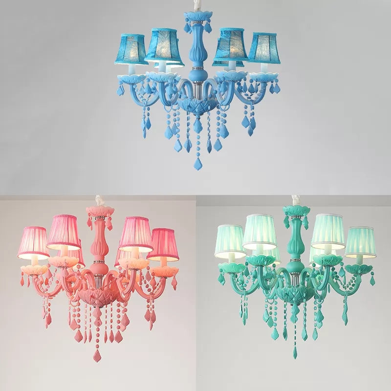 Macaron Style Crystal Deco Glass Hanging Light For Kindergarten